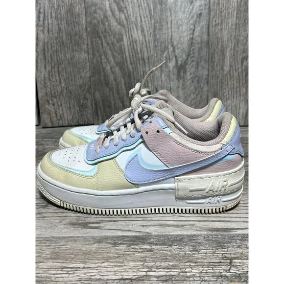 NIKE Air Force 1 AF1 Shadow 'Pastel' Lace Up Sneakers CI0919-106 Size 7 Womens - Picture 1 of 7